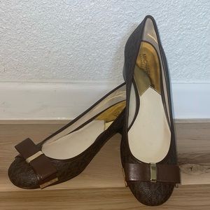 Michael Kors Block Heel Brown MK Logo Print sz 11